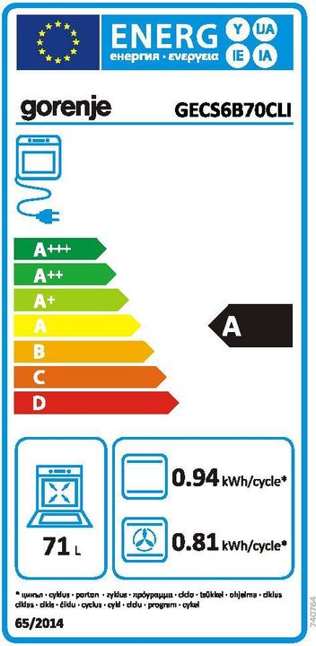 Label énergétique Gorenje GECS 6B70CLI