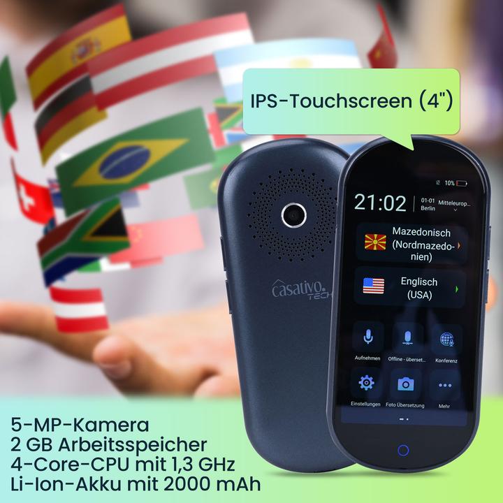 Immagine prodotto Casativo Set di 2 traduttori in tempo reale, 137 lingue, incluso il riconoscimento del testo e la (16 GB)