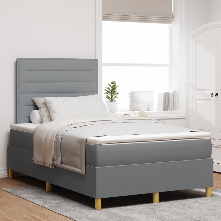 Produktbild VidaXL Boxspringbett mit Matratze Hellgrau Kleines Doppelstoff (190 x 190 cm)