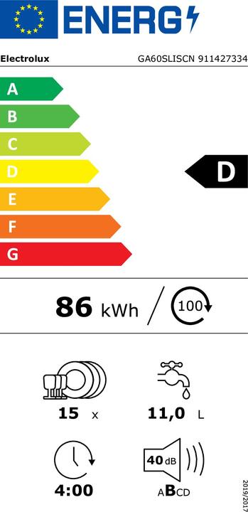 Label énergétique Electrolux GA60SLISCN
