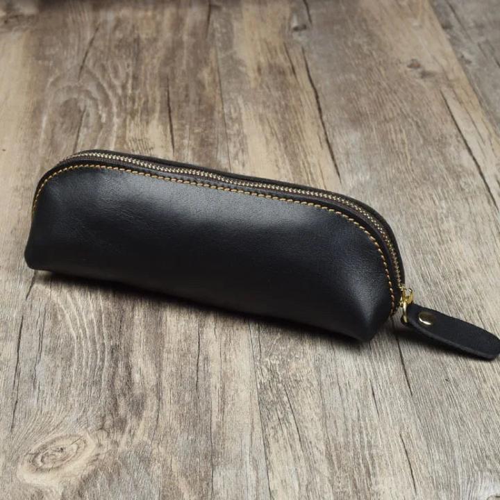 Image du produit Only-Bags.Store sac en cuir vintage simple papeterie sac de rangement boîte à fermeture éclair fournitures scolaires