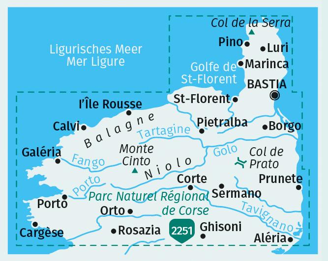 Produktbild Wanderkarten-Set 2250 Korsika Nord, Corse du Nord, Weitwanderweg GR20 (3 Karten) 1: (Deutsch)
