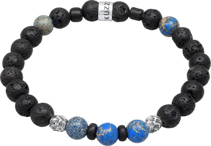 Immagine prodotto Kuzzoi Bracciale Uomo Agata lavica Perlina di pietra preziosa Argento 925 (21 cm, Agata, Vetro, Lava, Argento 925, Plastico)