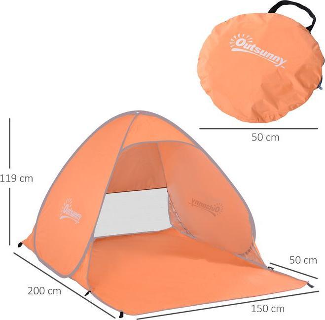 Produktbild Swisshandel24 Strandmuschel Strandzelt Wurfzelt Pop Up Zelt Campingzelt Automatisch Orange (Wurfzelt, 0.80 kg, 2 Personen)