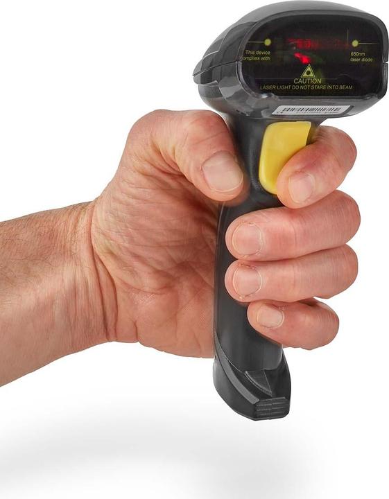 Produktbild Nedis Barcodescanner | Laser | Wireless | 1D Linear | Batteriebetrieben / Stromversorgung über USB | (1D-Barcodes)