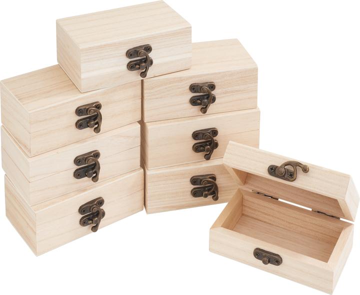 Actual product image VBS Wooden box, 8 pieces, raw wood, 10 x 3.8 x 5.9 cm