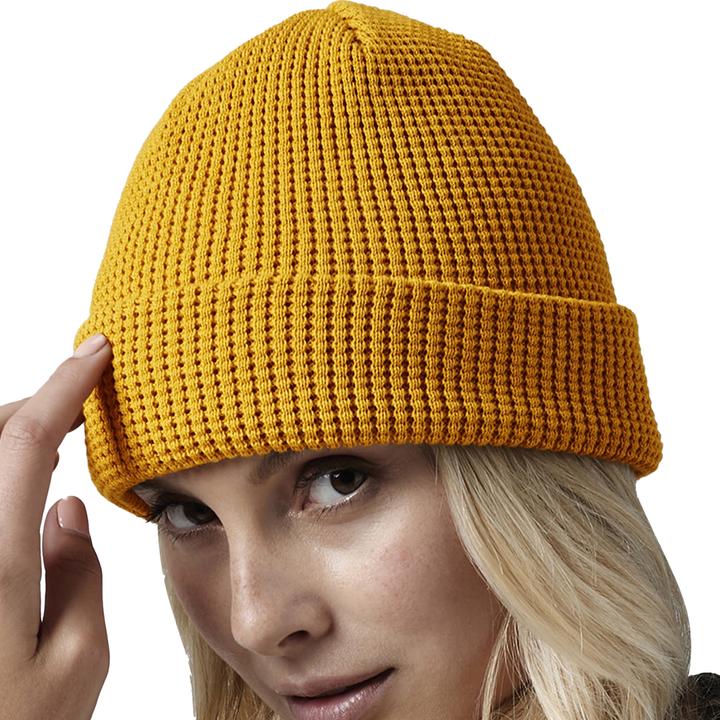 Actual product image Beechfield Cuffed Organic Cotton Waffle Beanie (One size)