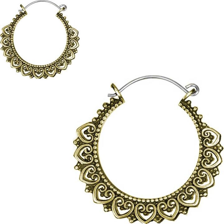 Star Piercing Ohrring vergoldet filigrane Herzen (Messing)