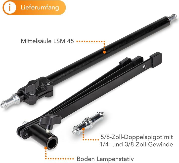 Produktbild Walimex pro pro 23090 Boden Lampenstativ BL-K + Mittelsäule (90 cm, 15 kg)