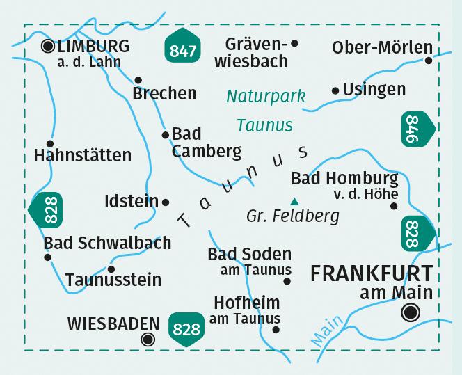 Actual product image KOMPASS Hiking Map Eastern Taunus