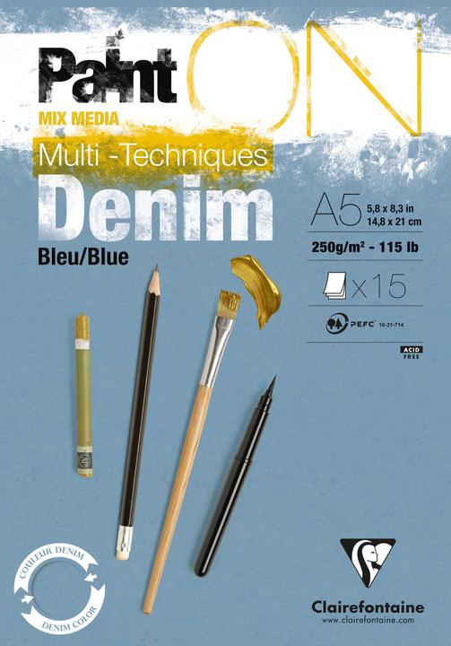 Produktbild Clairefontaine Paint ON Denim A5 (250 g/m², 15 x)