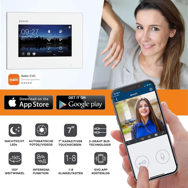 Actual product image Balter EVO Video Türsprechanlage für 2 Familienhaus mit App (Wireless)