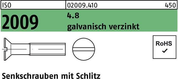 Actual product image Countersunk screw ISO 2009 w.slot M 4 x 60 4.8 galvanised (200 Screws per piece)