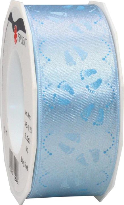 Pattberg Ruban cadeau Baby Feet 4 cm x 20 m, bleu (Ruban, 1 x)