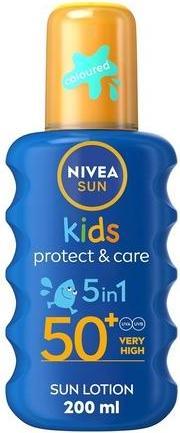 Immagine prodotto NIVEA Sun Kids Protect & Care SPF 50+ Coloured Spray 200ml Sunscreen Moisturizing Spray (Spray solare, SPF 50+, 200 ml)