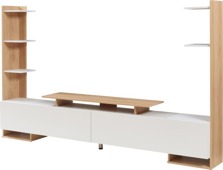 Produktbild En.Casa Fernsehschrank Rauki 233x31x141 cm Weiss/Eicheoptik