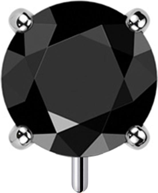 Actual product image Star Piercing Threadless silver thick front set with black crystal (Titanium G23, without brass)
