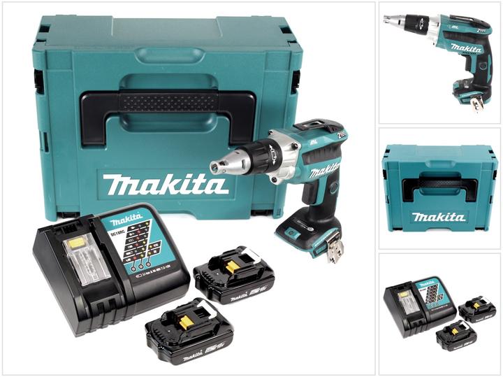 Produktbild Makita DFS 250 RAJ Akku Trockenbauschrauber 18 V Brushless + 2x Akku 2,0 Ah + Ladegerät + Makpac (Akkubetrieb)