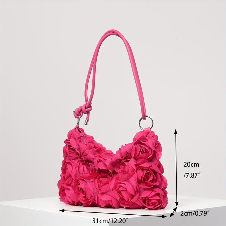 Actual product image Only-Bags.Store Elegante Rose Floral Umhängetasche - verstellbarer Riemen, Reissverschluss, Polyester, perfekt für
