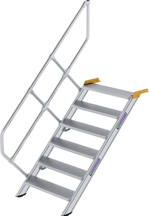 Image du produit Munk Escalier 45° largeur des marches 800 mm 6 marches aluminium strié (Escabeau, 138 cm)