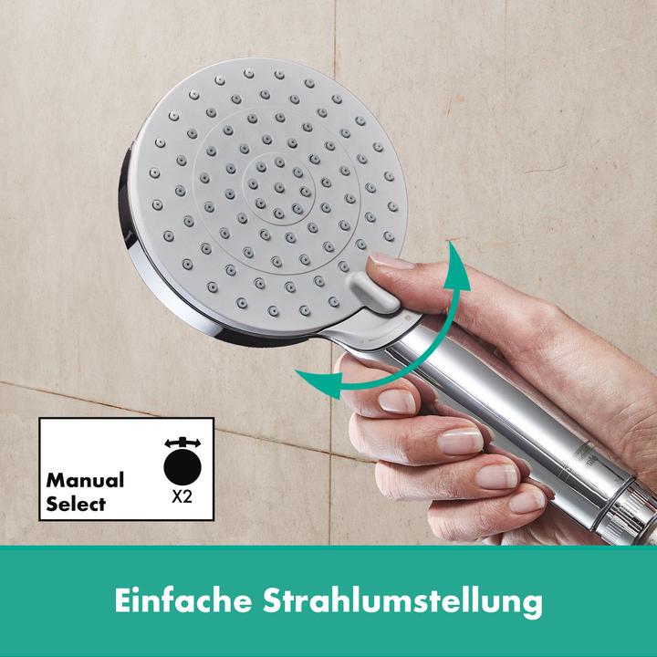 Produktbild hansgrohe Vernis Blend Duschset 100 Vario wassersparend mit Duschstange Crometta 65 cm (2 Strahlarten, 9.70 l/min)