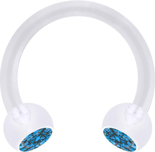 Immagine prodotto Star Piercing Micro Circular Barbell trasparente con due sfere in cristallo azzurro (Bioflex, senza ottone)