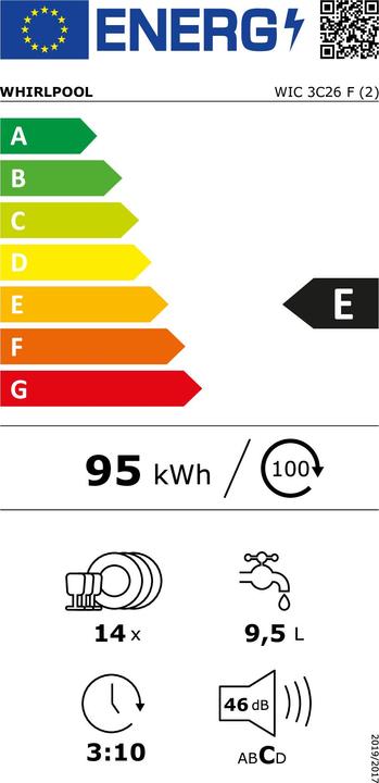 Energy Label Whirlpool Zmywarka WIC 3C26 F