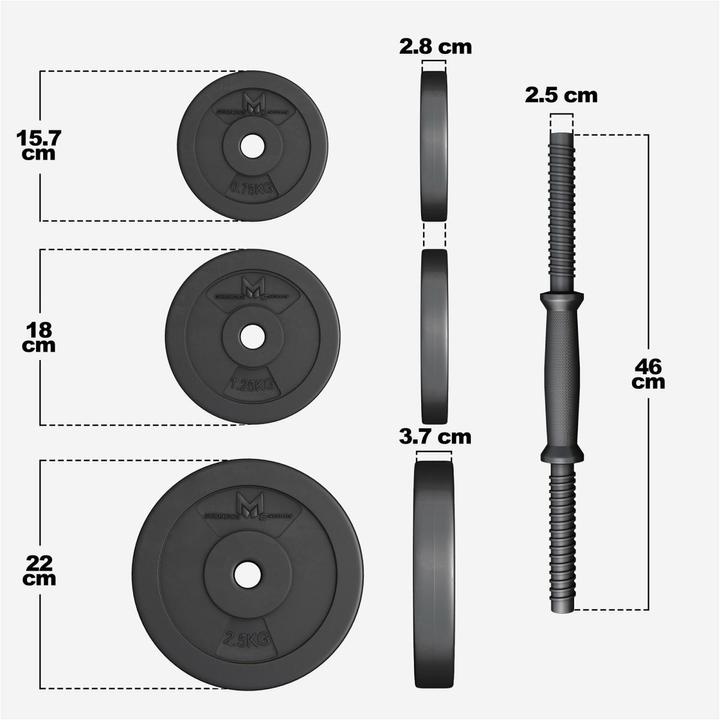 Immagine prodotto Gyronetics Set di manubri (8 x 2,5 kg, 4 x 1,25 kg, 4 x 0,75 kg)
