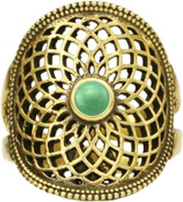 Star Piercing Ring vergoldet Blume des Lebens mit Jade Stein (57)
