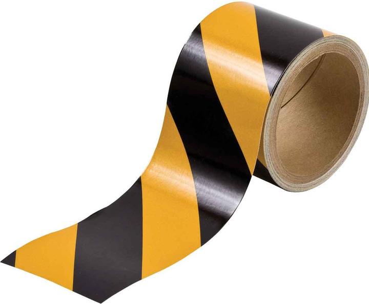Produktbild Brady B-957, Reflektierende Bänder, gestreift, Schwarz/Gelb, 75mm x 4,5 m, permanent (1 Rolle)