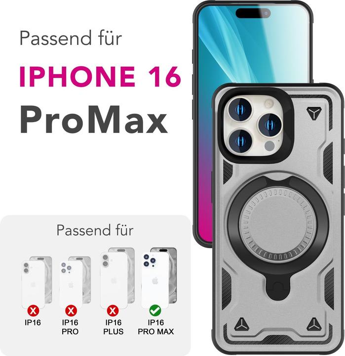 Actual product image Nalia Stormguard - Stossfeste MagSafe Panzer Hülle mit Ring - Military Kickstand Cover (Apple iPhone 16 Pro Max)