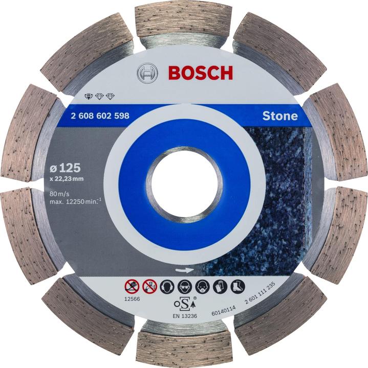 Bosch Professional Zubehör Diamanttrennscheibe Standard for Stone, 125 x 22,23 x 1,6 x 10 mm, 1er-Pack