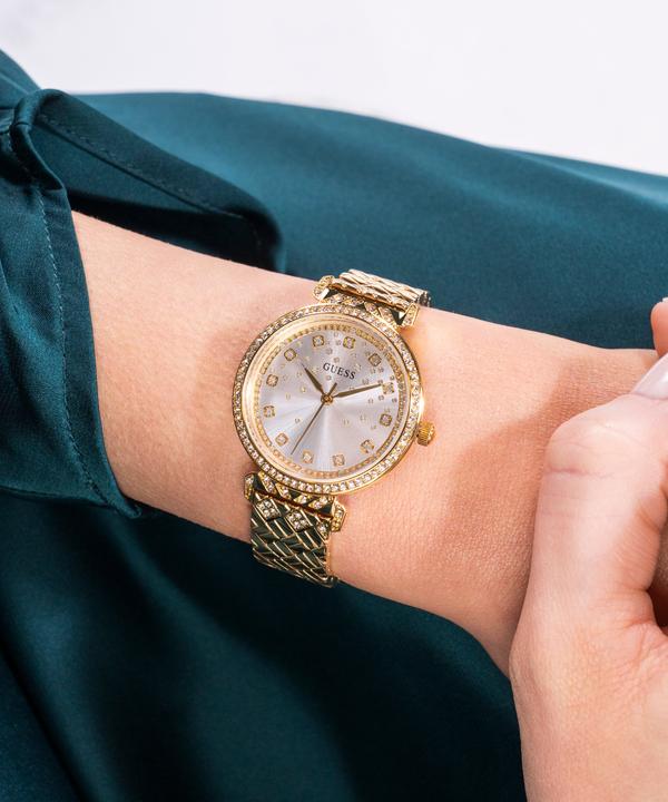 Immagine prodotto Guess P GLD BRCT / SUN SLV GLITZ DL / P GLD BRCT W/ CRYS Orologio da polso (Orologio con pietra preziosa, 32 mm)
