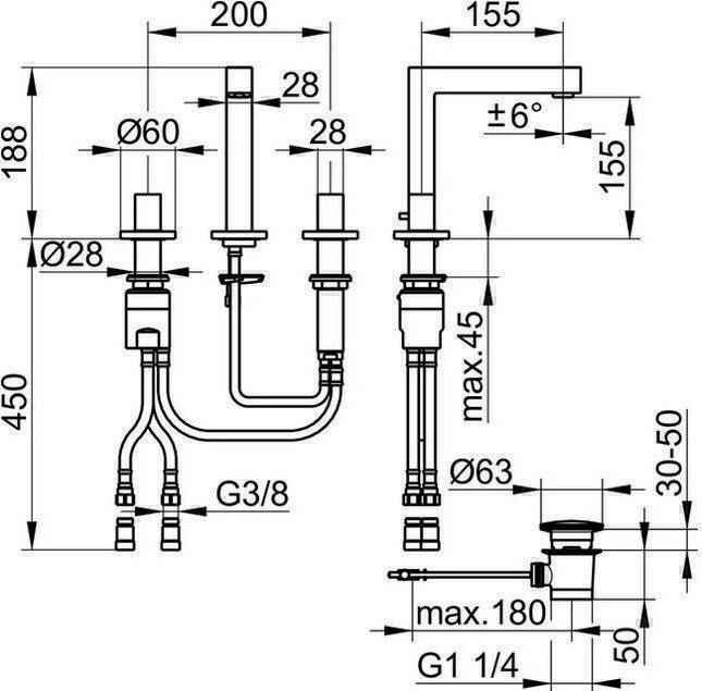 Image du produit Keuco Mélangeur 3-L WT 155 EDITION 90 vc m ZAG