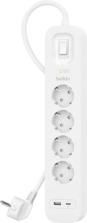 Produktbild Belkin Steckdosenleiste 4-fach + USB-A+C,525J,18W,2m SRB001vf2MV2 (4 x, USB-A, USB-C, CEE 7/3, 2 m)