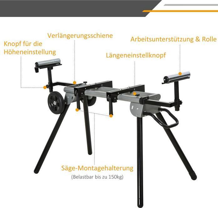 Produktbild Swisshandel24 Untergestell für Kappsägen Arbeitstisch für Kapp- und Gehrungssägen Sägengestell Kappsäge Stahl Schw (73 cm, 245 cm)