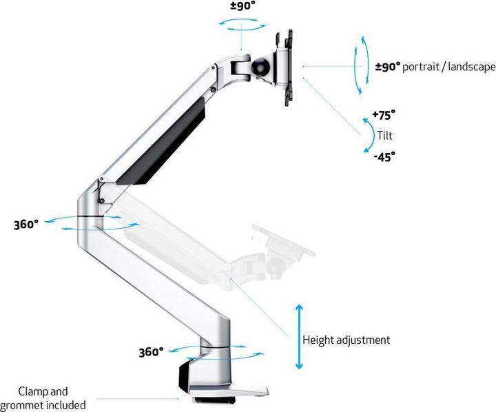 Immagine prodotto Multibrackets MB Braccio di sollevamento a gas HD (Tavolo, 32")