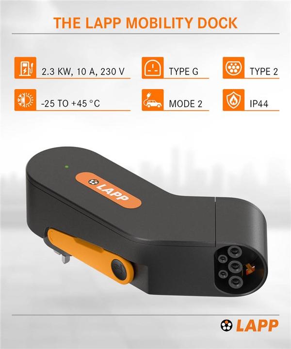 Image du produit Lapp Mobility Chargeur Mobility Dock pour véhicule électrique, type UK (Type 2, 2.30 kW, 10 A, BS 1363)