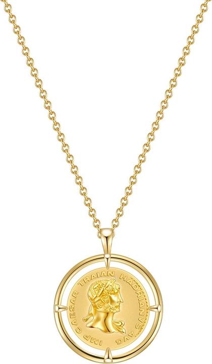 Lulu & Jane Damen Kette Münze Messing - 35226 (Messing)