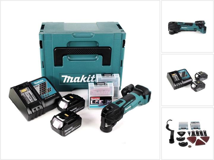 Produktbild Makita DTM 51 RGJX2 Akku Multifunktionswerkzeug 18 V + 2x Akku 6,0 Ah + Ladegerät + 39 tlg. Zubehör