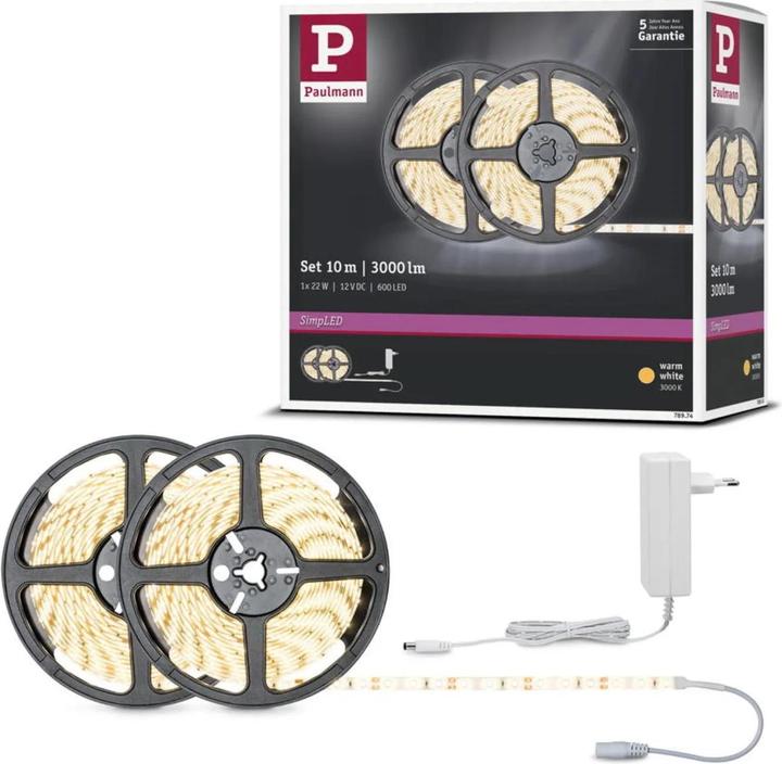 Immagine prodotto Paulmann Striscia LED Simp (Bianco caldo, 1000 cm, Interno)