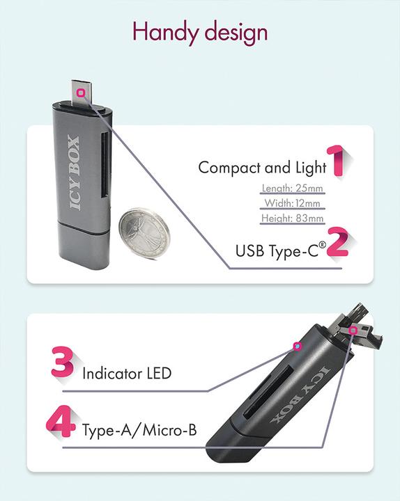 Produktbild Icy Box Ib-Cr200-C Sd (USB, USB 2.0 Micro-B)