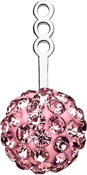Star Piercing Ohrring Ear Jacket silber mit Kristallkugel pink