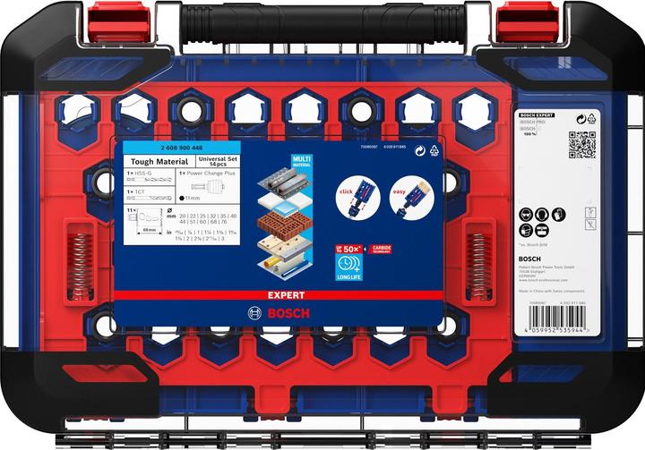 Immagine prodotto Bosch Professional Zubehör Set di seghe a tazza EXPERT Tough Material, 20/22/25/32/35/40/44/51/60/68/76 mm, 14 pezzi. (76 millimetri, 25 millimetri, 20 millimetri, 44 millimetri, 60 millimetri, 32millimetri, 40 millimetri, 35 millimetri, 51 millimetri, 68 millimetri, 22 millimetri)