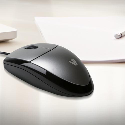 Actual product image V7 Mouse Optical Blk/Sil Retail (Cable)