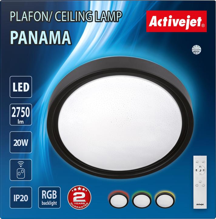 Produktbild Activejet Moderne dimmbare LED-Deckenhalterung plafond PANAMA RGB drahtlose Steuerung per Fernbedien (2750 lm)