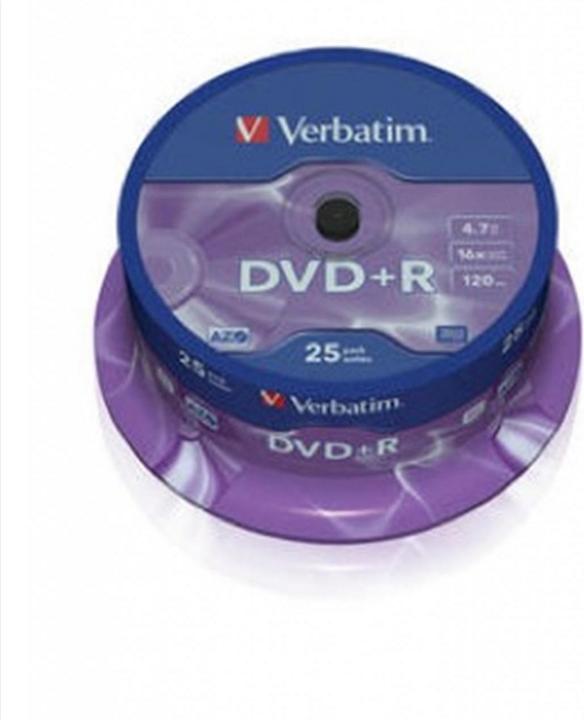 Image du produit Verbatim DVD+R, 4.7GB, 16x Spindel (25 x)
