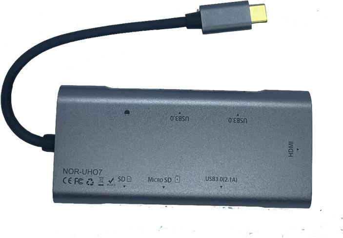 Actual product image Nordic Accessories 7 in 1 USB-C Hub Docking USB 3.2 Gen 2 (3.1 Gen 2) Type-A (USB-A)