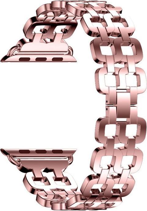Produktbild Hermex Apple Watch 44mm / 42mm Luxus Edelstahl Ring Armband Metall ROSÉGOLD (44 mm, 42 mm, Edelstahl)