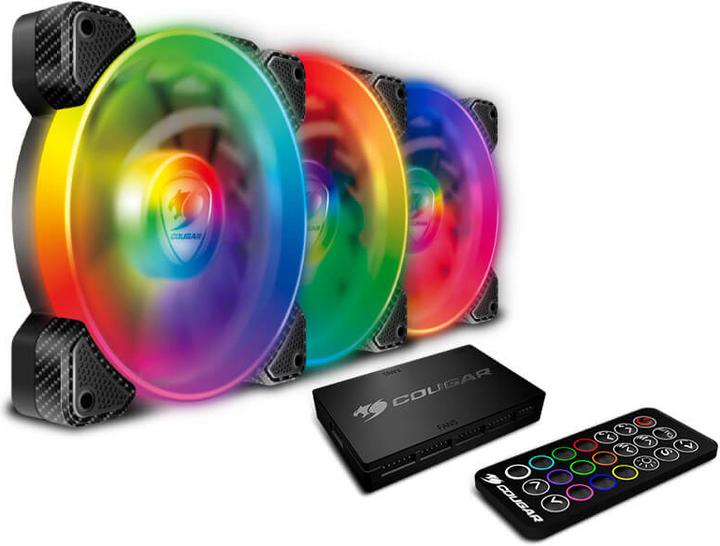 Actual product image Cougar 3 pcs 120mm SPB PWM HDB RGB fans backlight core box remote controller (120 mm, 3 x)